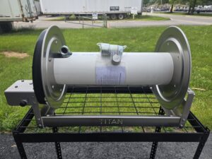 Titan 22 inch electric hose reel with 1 inch high flow manifold